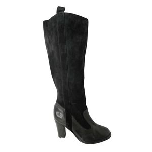 Frye 10 Black Villager Pull On Leather Boots Tall Heeled Classic